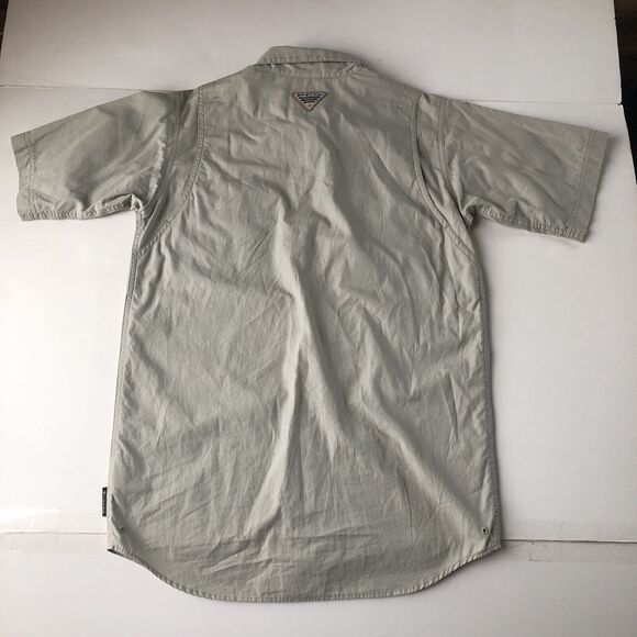 Columbia PFG Shirt Youth XL Khaki Vented Outdoor Cotton Short Sleeve - Picture 2 of 16